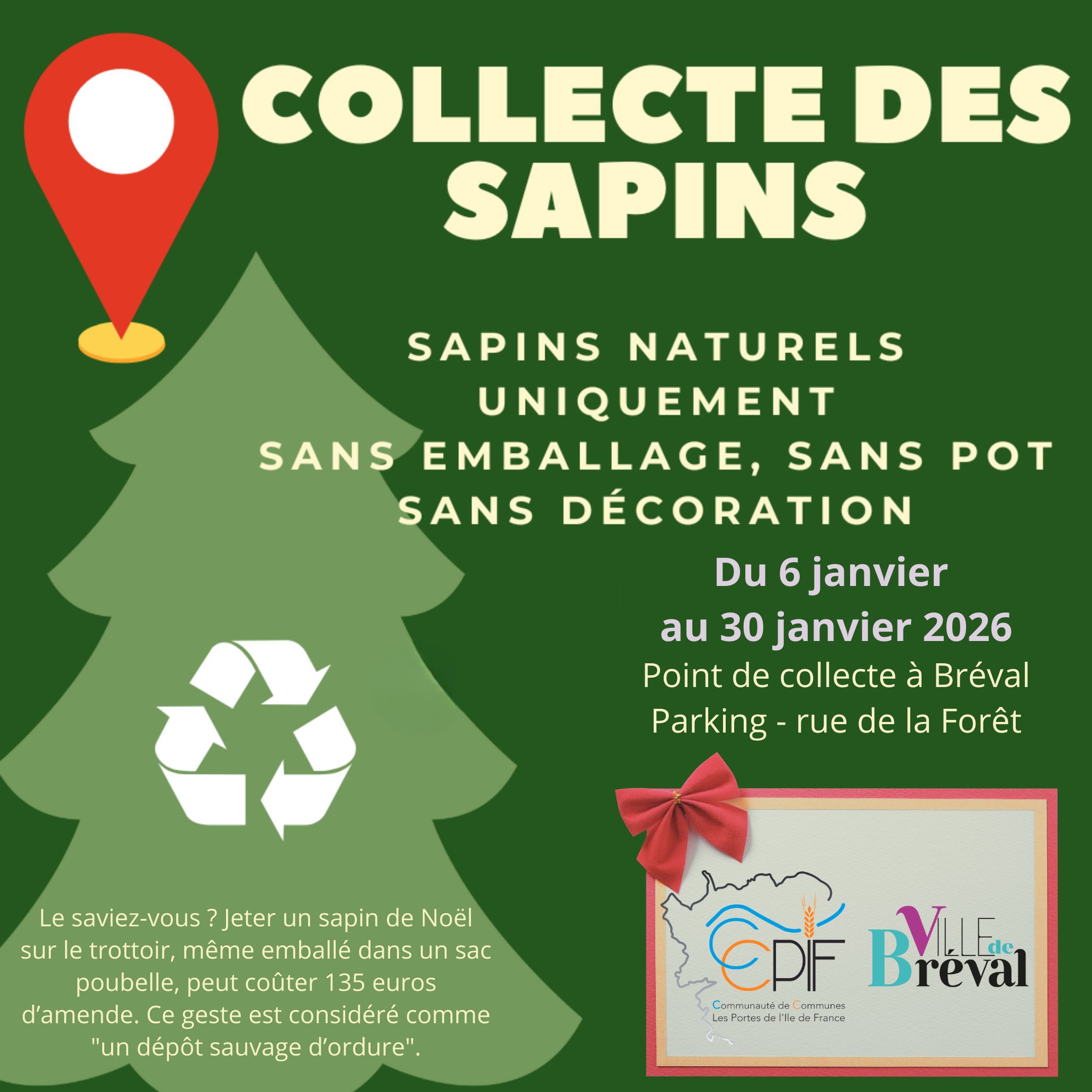 Point de collecte des sapins à Bréval