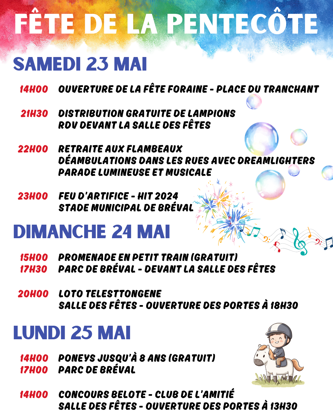 Fête de la Pentecôte - Programme