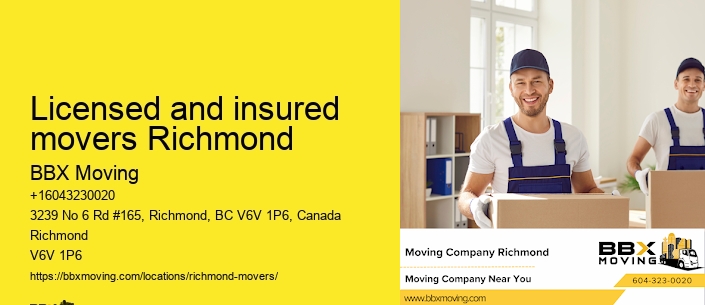 Licensed and insured movers Richmond