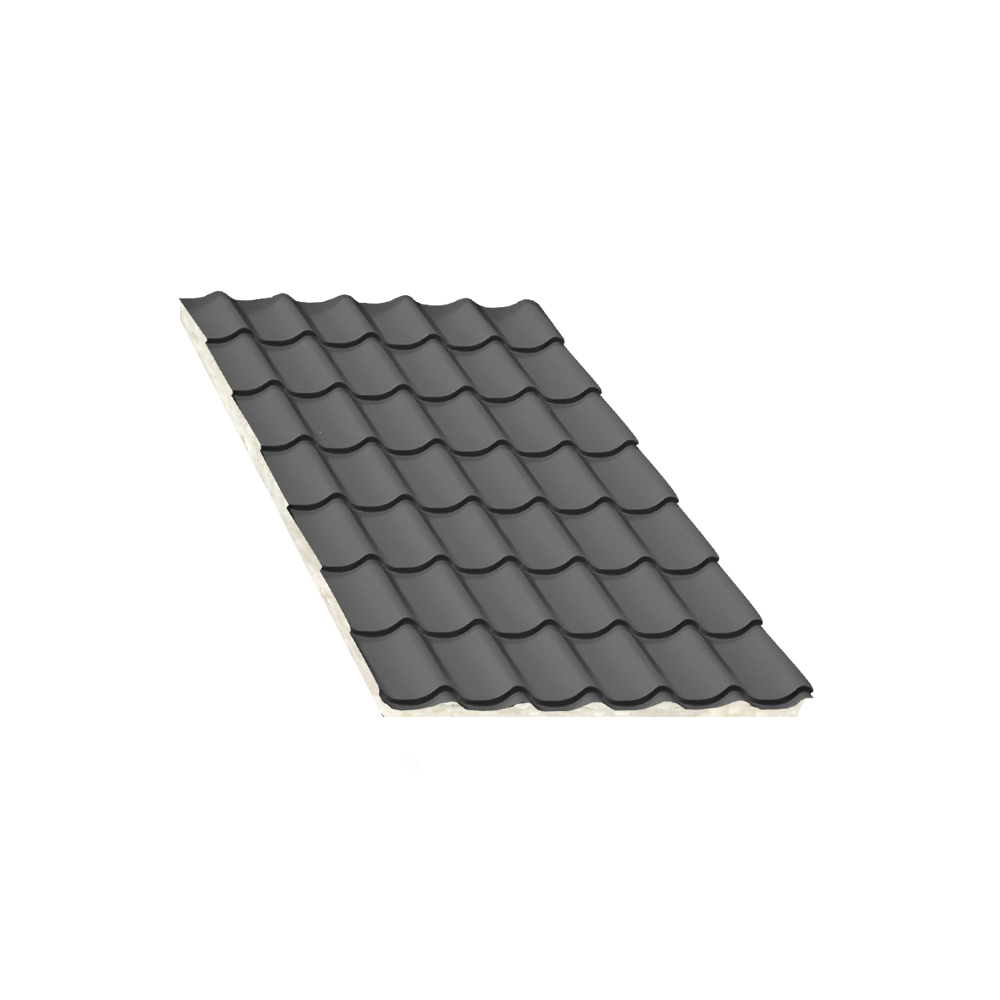 Tôle tuile isolée gris anthracite, épaisseur 60 mm