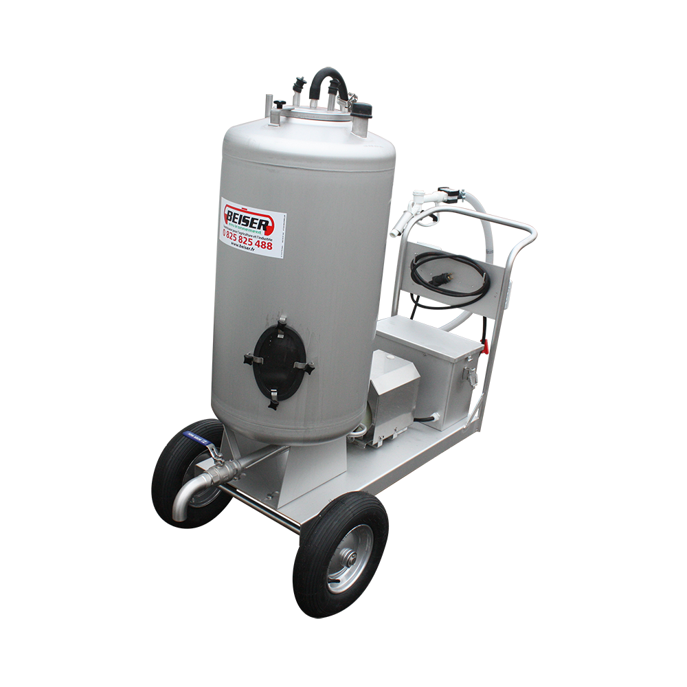 Chariot à lait 130 L inox avec distributeur 12 V débit 40 litres / minute