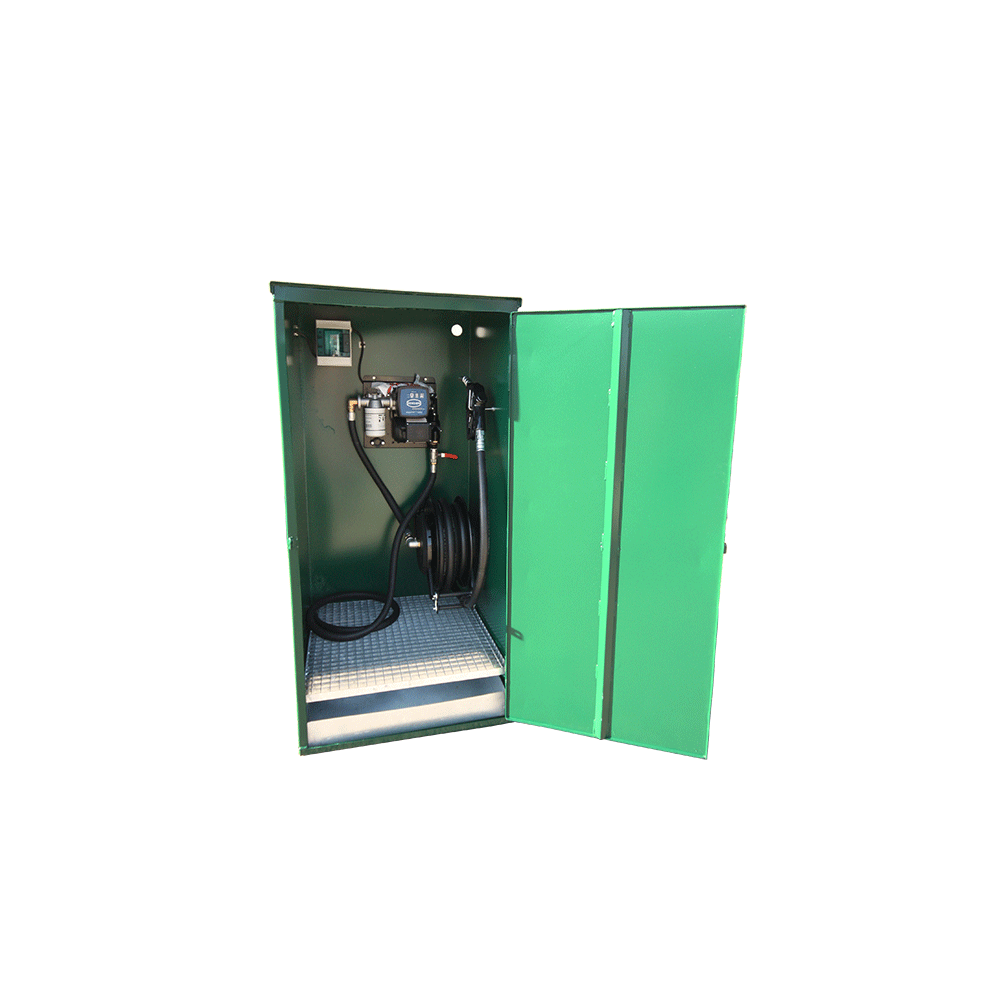 Armoire avec pompe murale 100 L/min et enrouleur