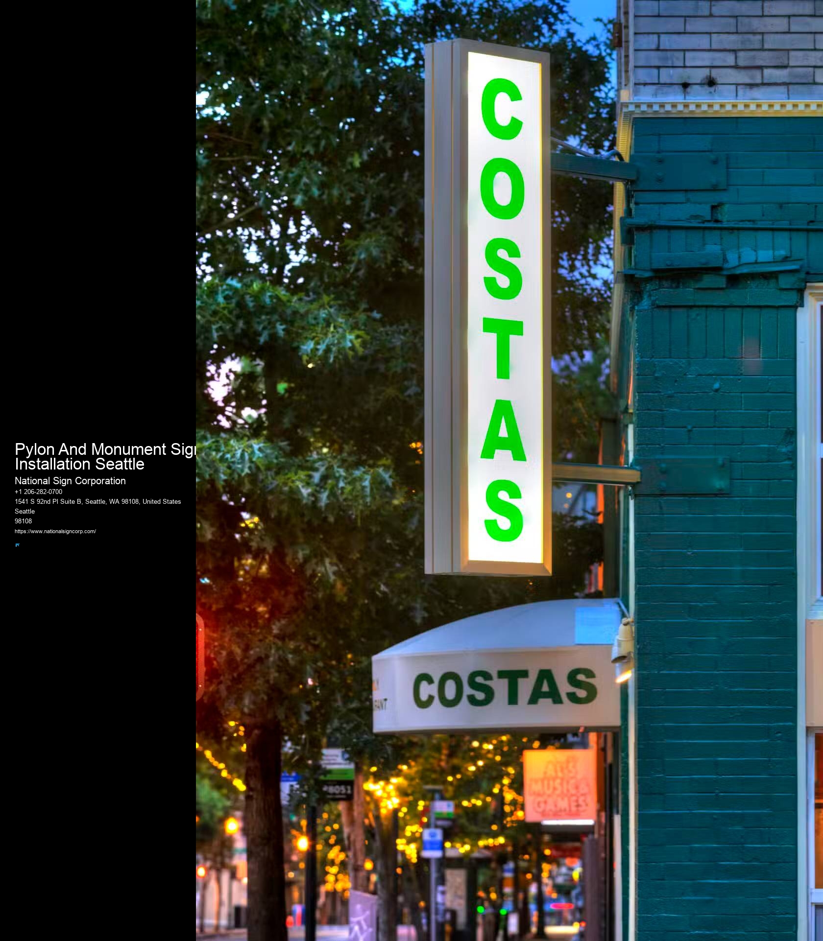 Small Business Sign Installers Pylon And Monument Sign Installation Seattle