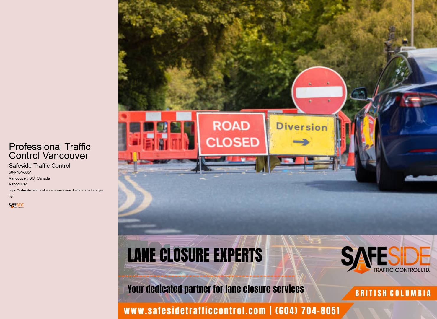 Road construction safety Professional Traffic Control Vancouver