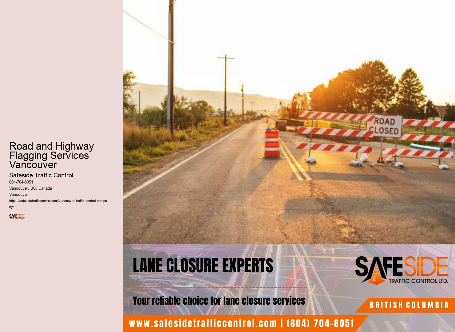 Road and Highway Flagging Services Vancouver road closure coordination services