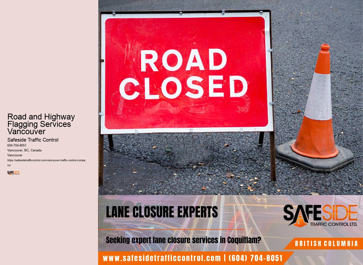 Road and Highway Flagging Services Vancouver roadwork traffic control flagging equipment