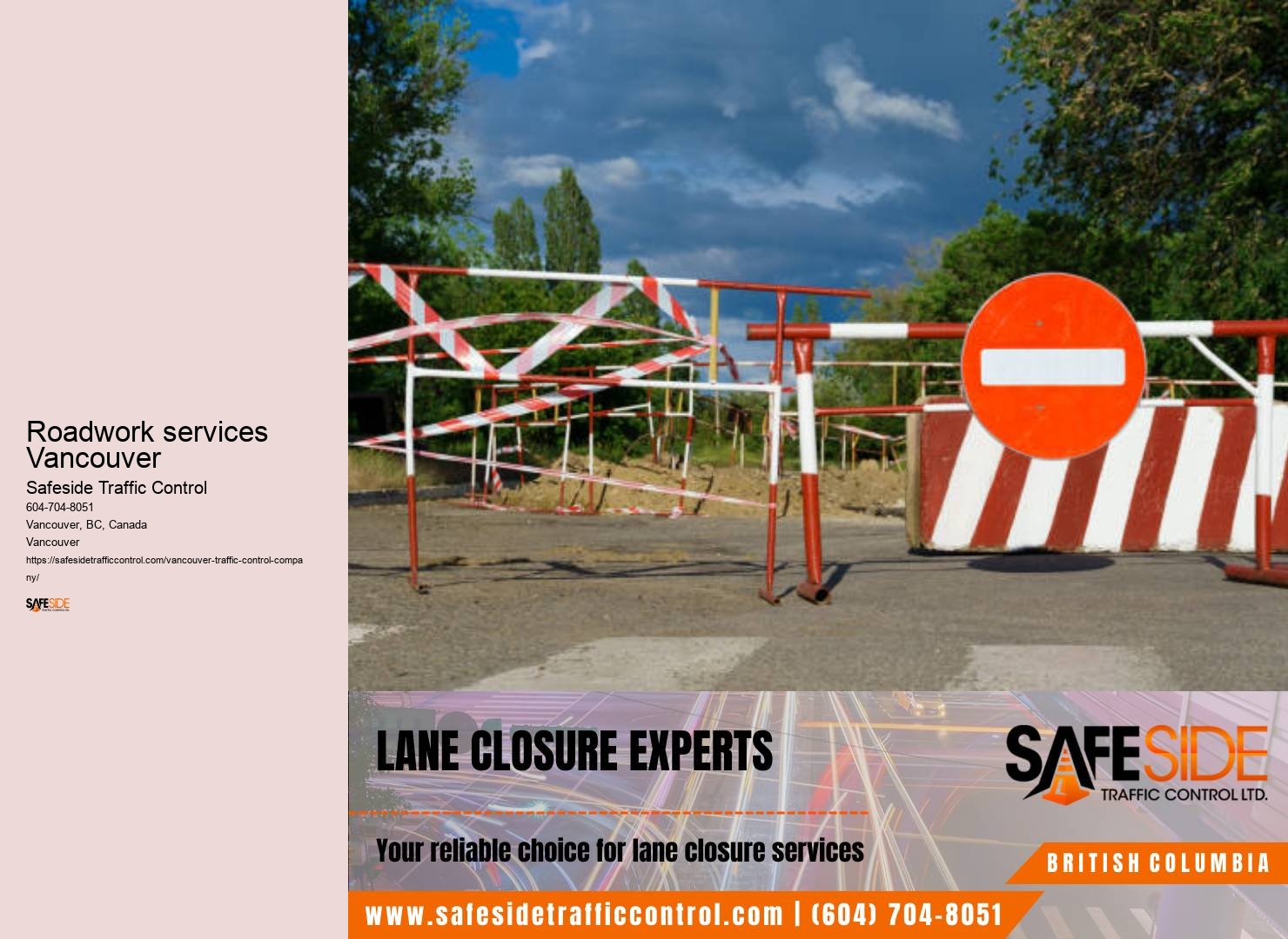 Roadwork services Vancouver traffic control products