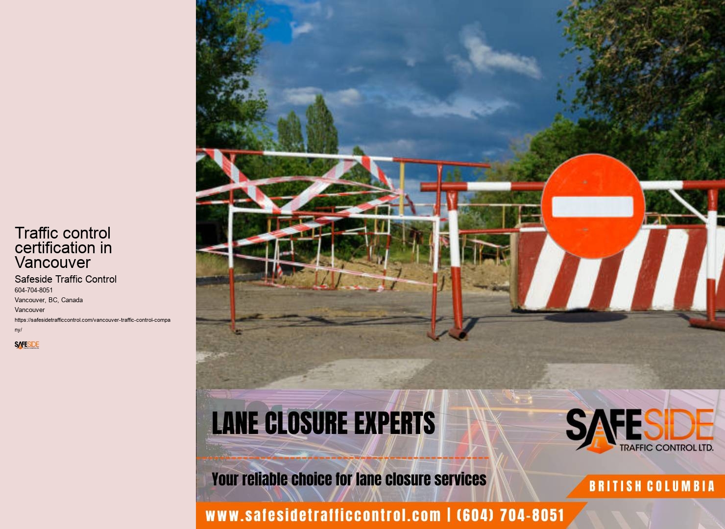 Pedestrian Safety Control Traffic control certification in Vancouver