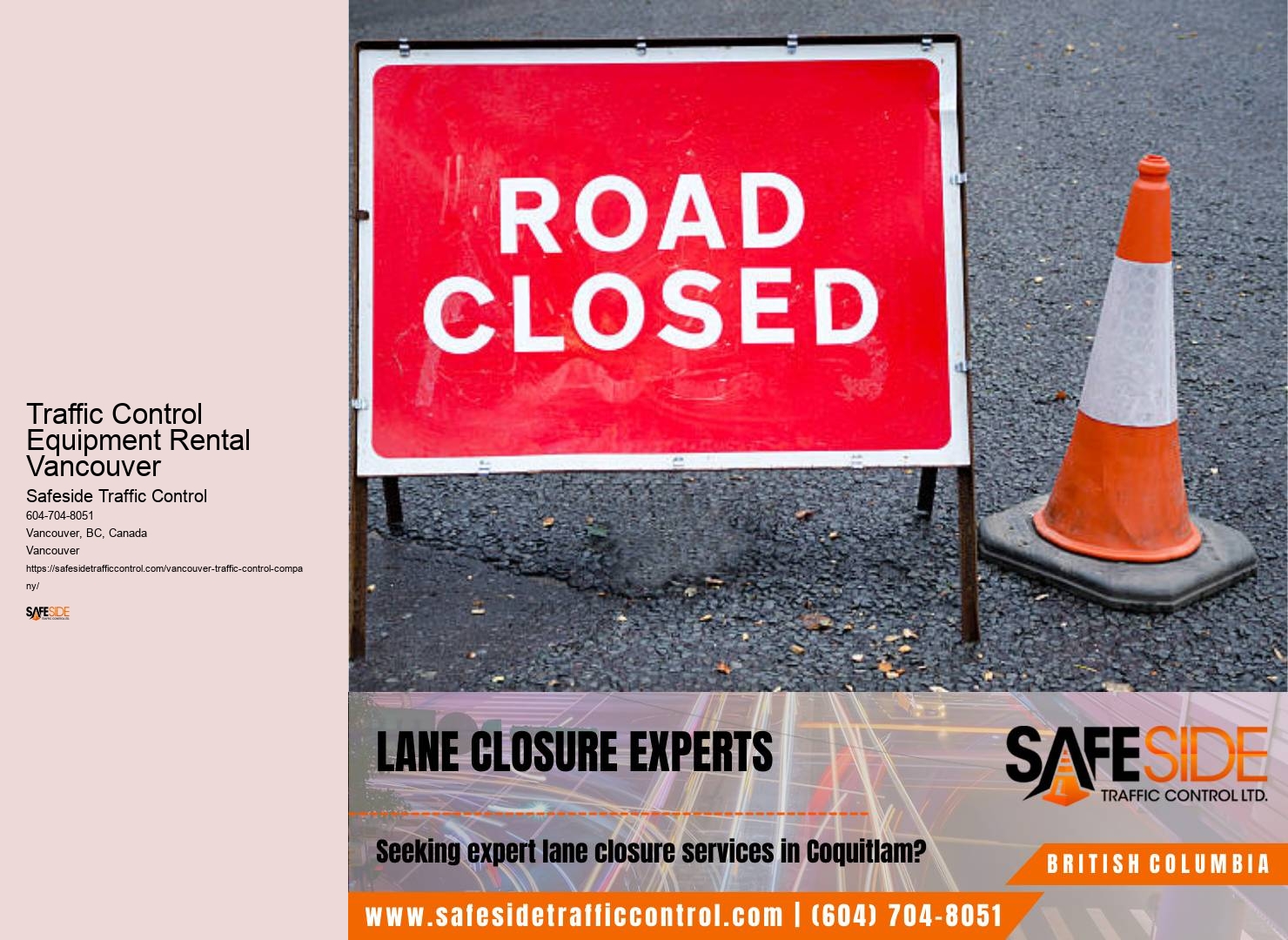 Secure and organized construction zones in Traffic Control Equipment Rental Vancouver