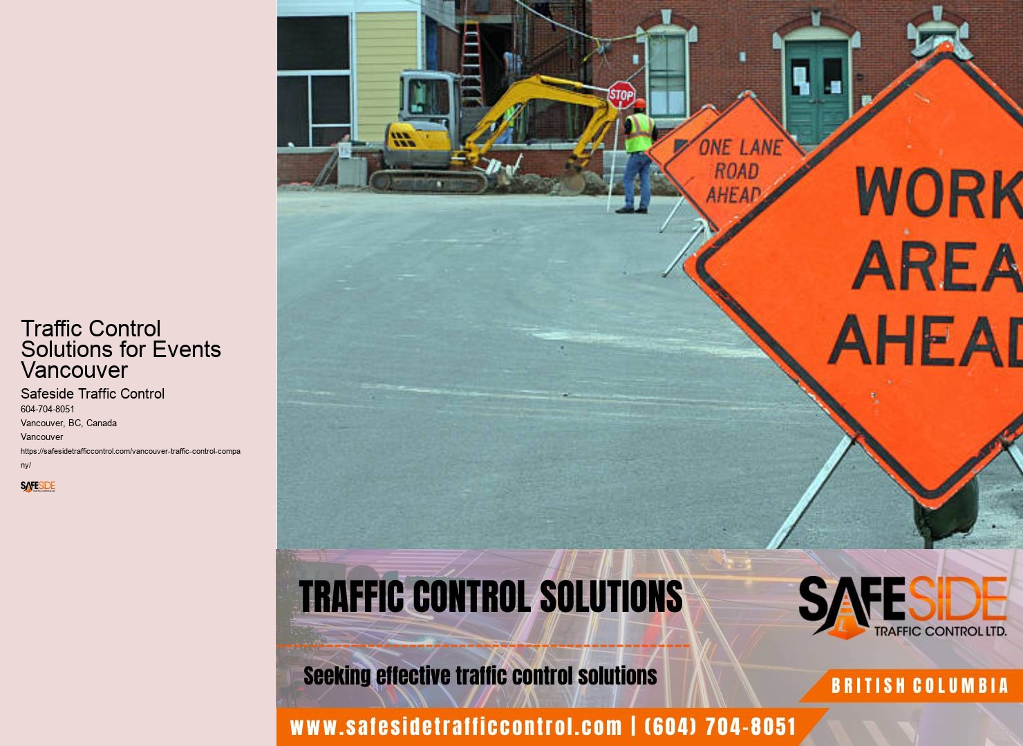Roadwork traffic control devices provider Traffic Control Solutions for Events Vancouver