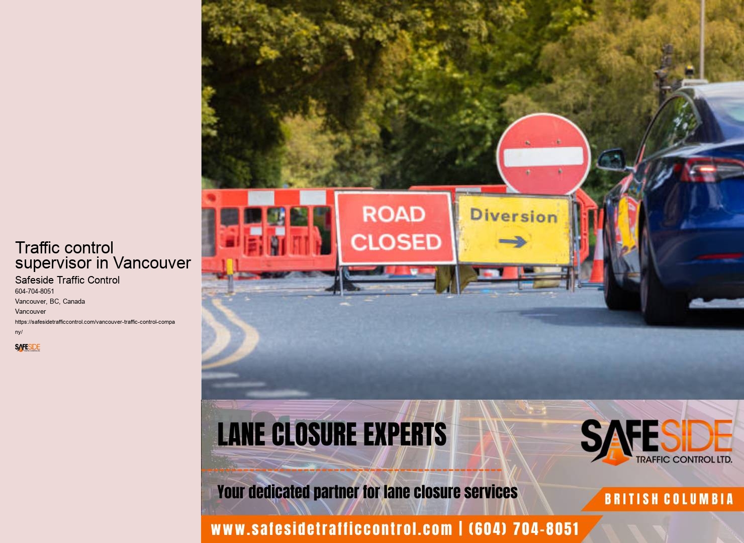 Trusted provider of road construction and traffic control services in Traffic control supervisor in Vancouver