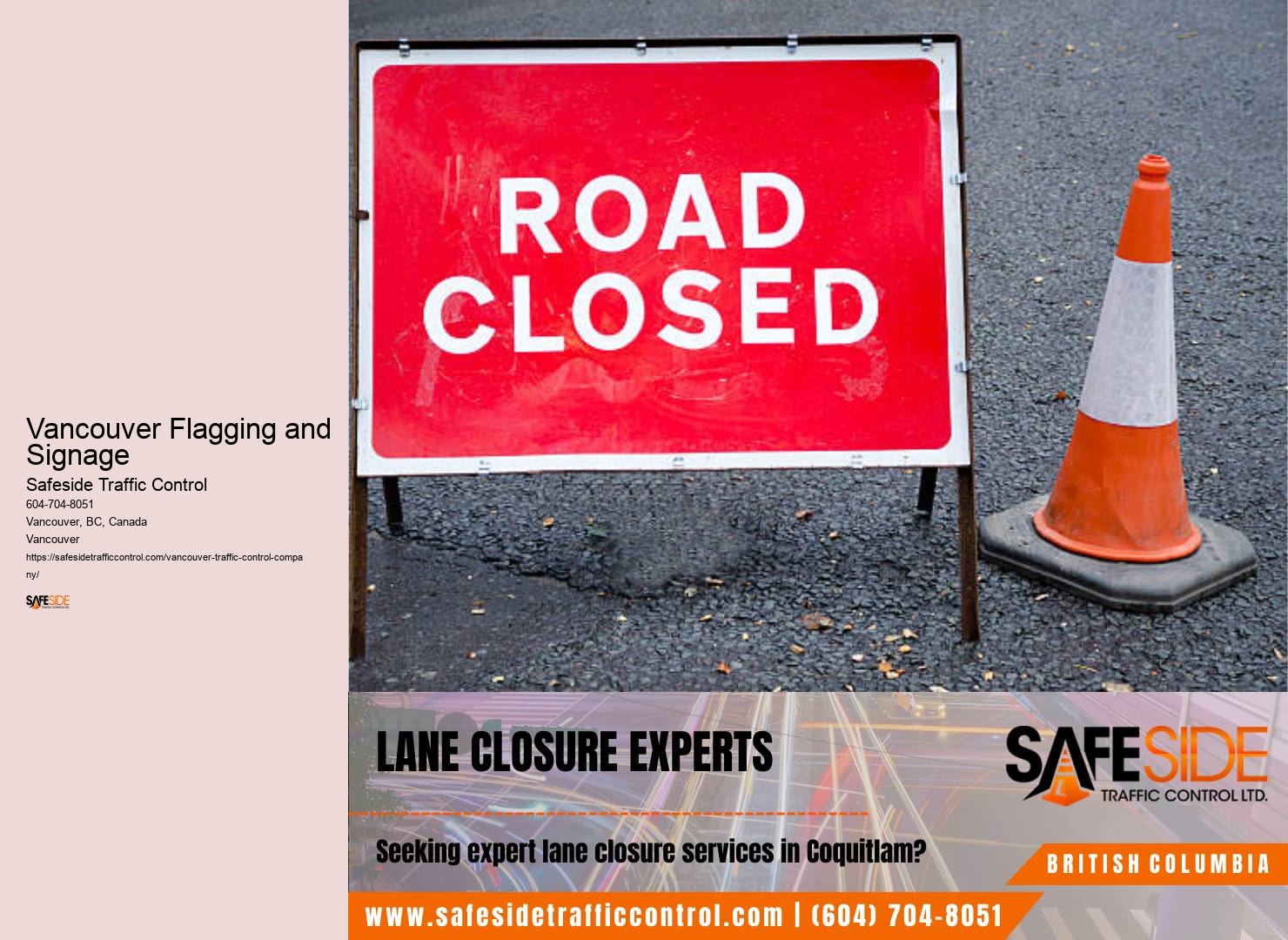 Attention-grabbing traffic signage design and installation in Vancouver Flagging and Signage