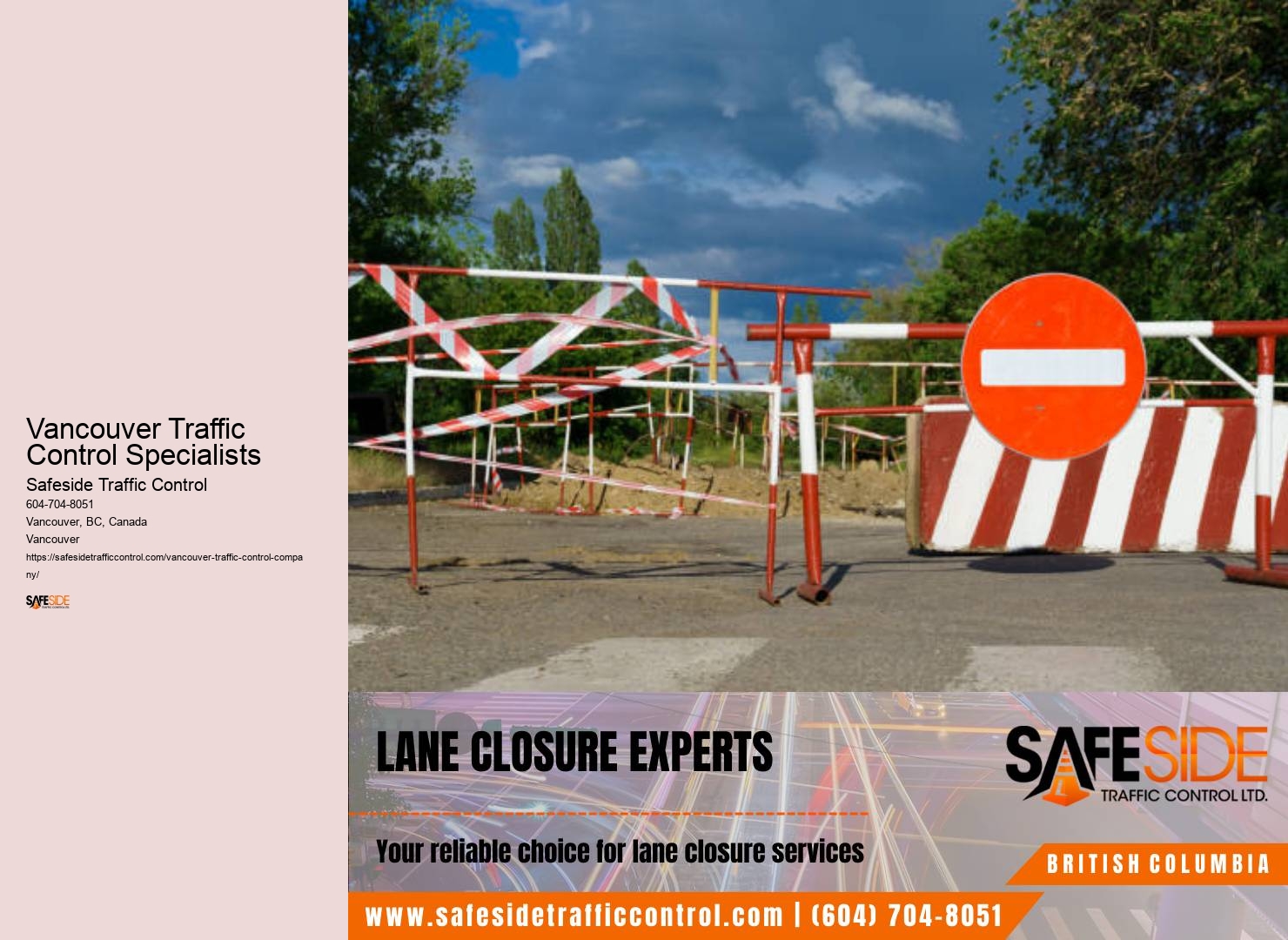 Traffic control flagging equipment installation Vancouver Traffic Control Specialists