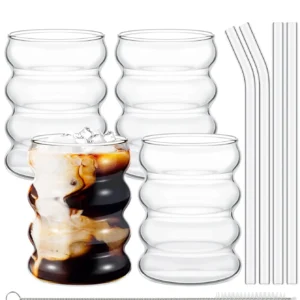 Verres Côtelés en Verre Borosilicate Vintage - 4 pieces