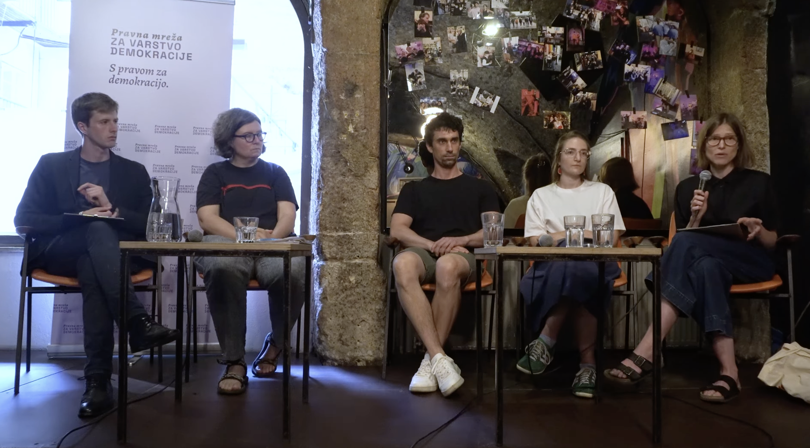 Predstavnice in predstavniki nevladnih organizacij na novinarski konferenci glede ukrepov v Zakonu o gostinstvu