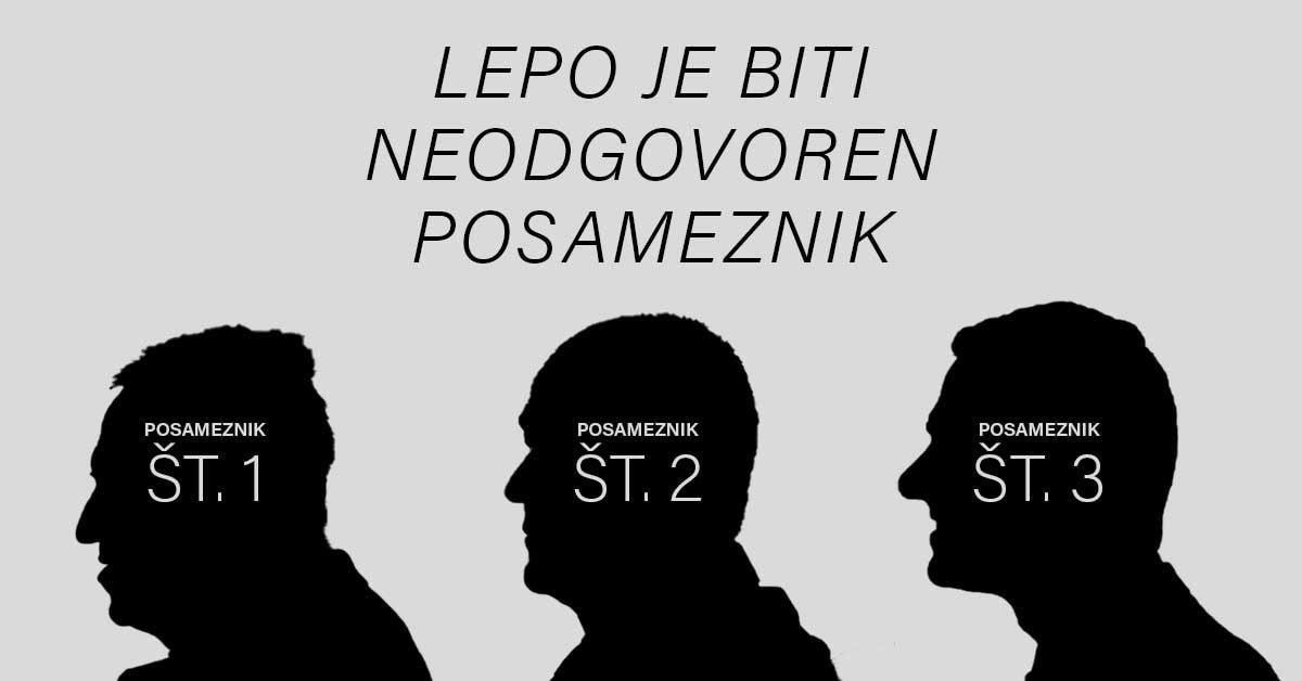 na sliki so tri silhuete, prva je Počivalškova, druga Janševa, tretja Toninova. nad njimi je naslov