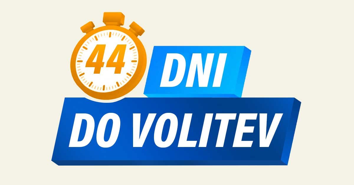 Števec časa, ki kaže 44, zraven je napis DNI DO VOLITEV.