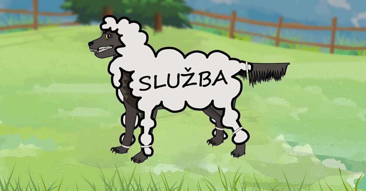 volk v ovčji preobleki, na njem piše