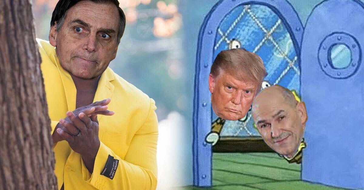 v ospredju Bolsonaro, za njim pa Trump in Janša kukata izza vrat