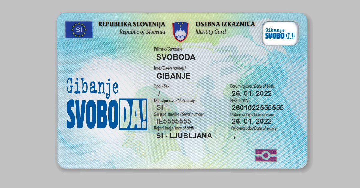 osebna izkaznica s podatki Gibanja Svoboda