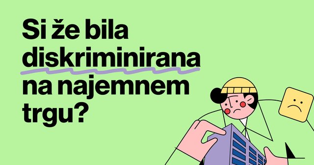 Ilustracija zaskrbljenega najemnika z vprašanjem Si že bila diskriminirana na najemnem trgu?