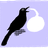 Odgovornost in transparentnost - ikona. Ptič z govornim oblačkom na viola ozadju.