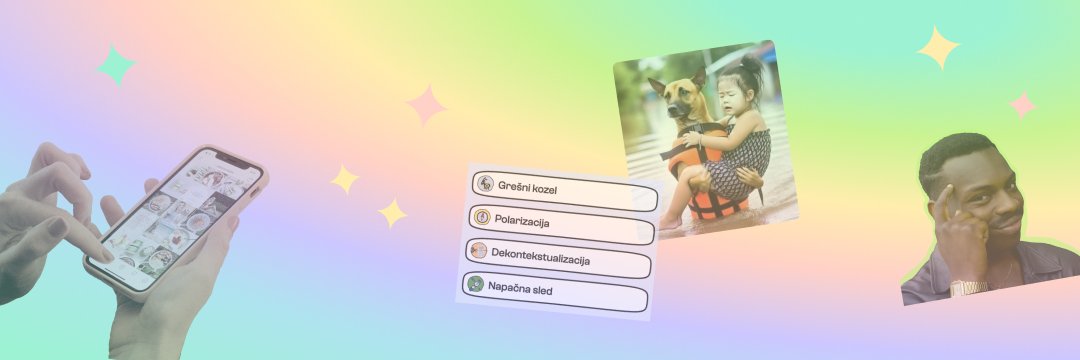 na mavričnem ozadju fotografija rok s telefonom, manipulativne fotografije psa z otrokom v rokah, zajema zaslona iz kviza in memeta smart guy.