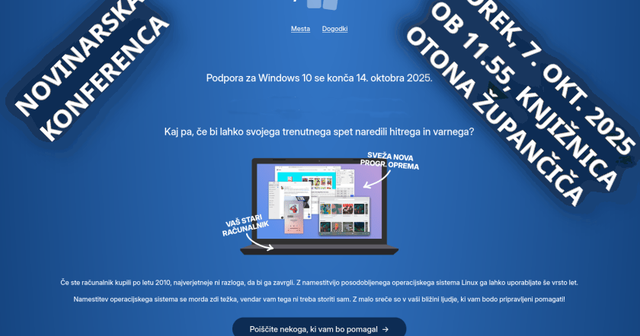 Naslovna slika dogodka z uro in krajem tiskovne konference o koncu Windows 10.