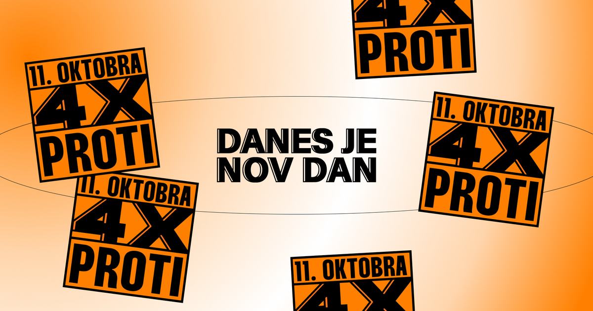 Logotipi kampanje 11. oktobra 4x PROTI in logotip Danes je nov dan.