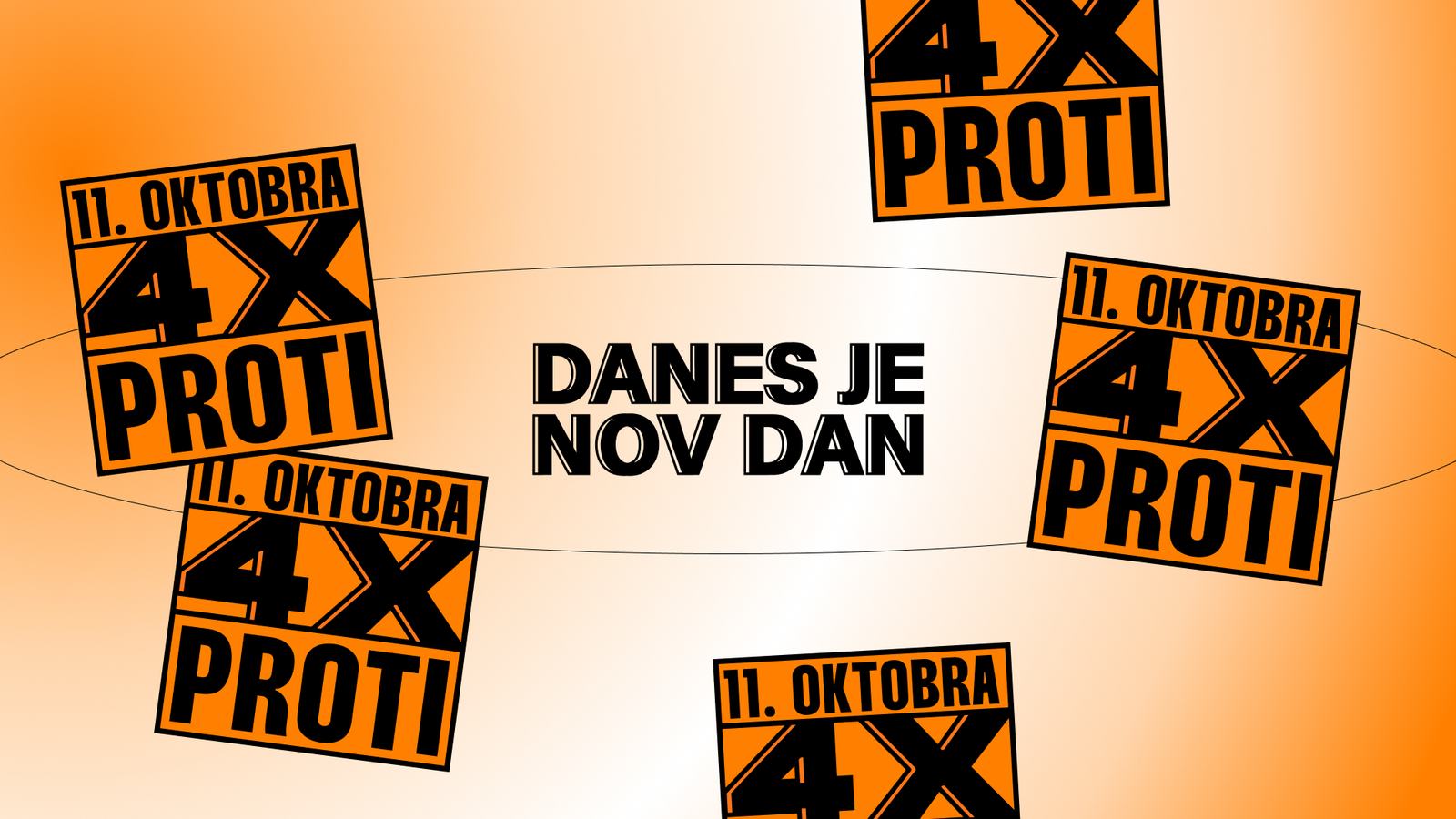 Logotipi kampanje 11. oktobra 4x PROTI in logotip Danes je nov dan.