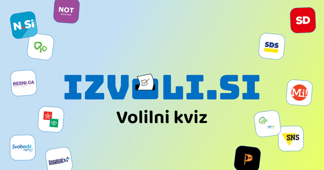 Logotip Izvoli.si, na katerem so logotipi vseh političnih strank, ki bodo kandidirale na DZ volitvah.