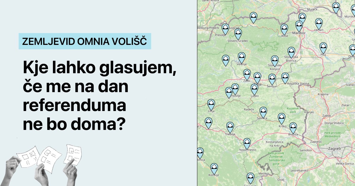 Zemljevid in napis Kje lahko glasujem, če me na dan referenduma ne bo doma?