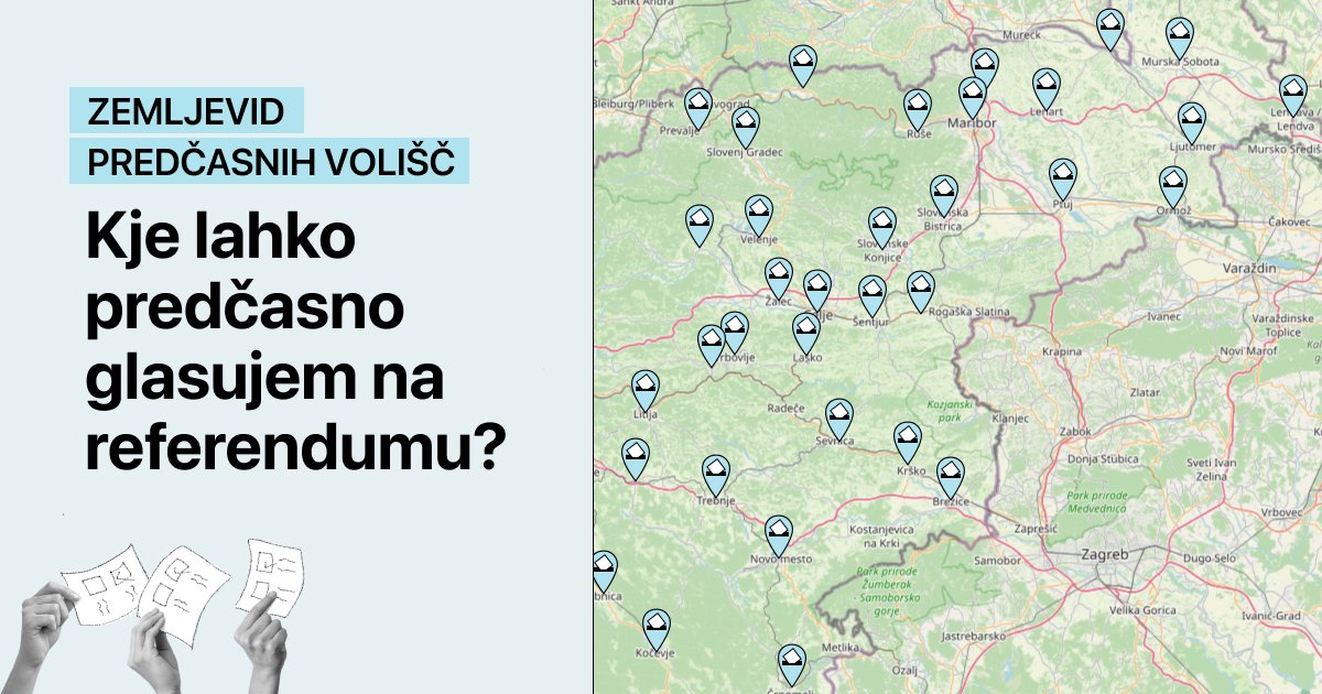 Zemljevid in napis Kje lahko predčasno glasujem na referendumu?