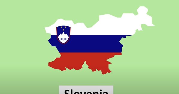 Obris Slovenije, v njem pa slovenska zastava.