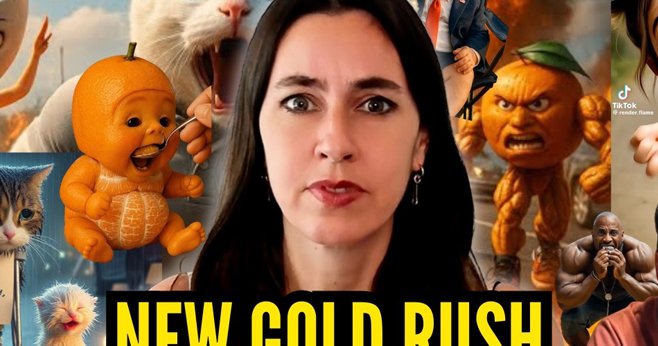 Taylor Lorenz, slike, generirane z umetno inteligenco, in napis NEW GOLD RUSH