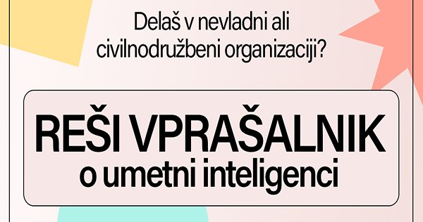 Grafika, na kateri vabimo k izpolnitvi vprašalnika o poznavanju sistemov umetne inteligence med civilnodružbenimi organizacijami.