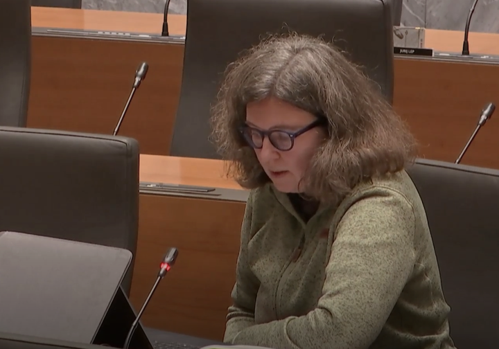 Zajem zaslona nastopa dr. Barbare Rajgelj na 68. nujni seji Odbora za notranje zadeve, javno upravo in lokalno samoupravo