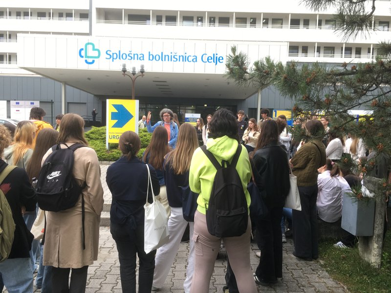 Začetek sprehajalnice pred Splošno bolnišnico v Celju