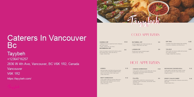 Custom Gourmet Menus Caterers In Vancouver Bc