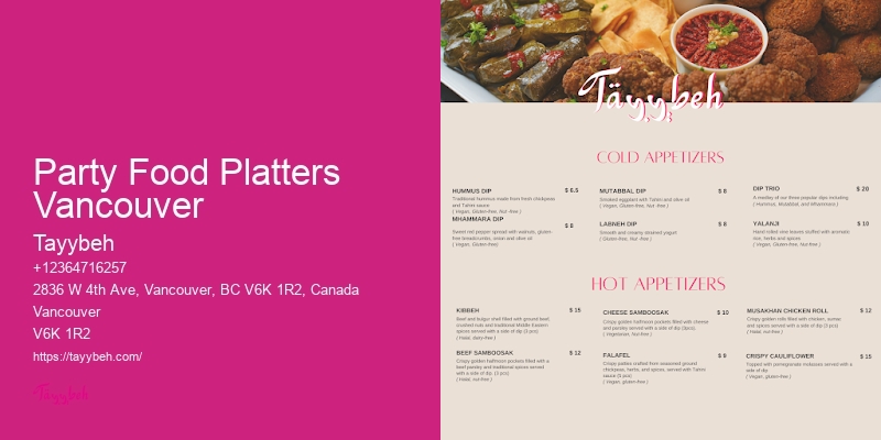 Party Food Platters Vancouver Professional Wedding Catering