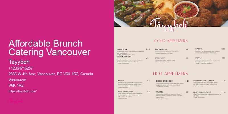 Top-Rated Catering Affordable Brunch Catering Vancouver