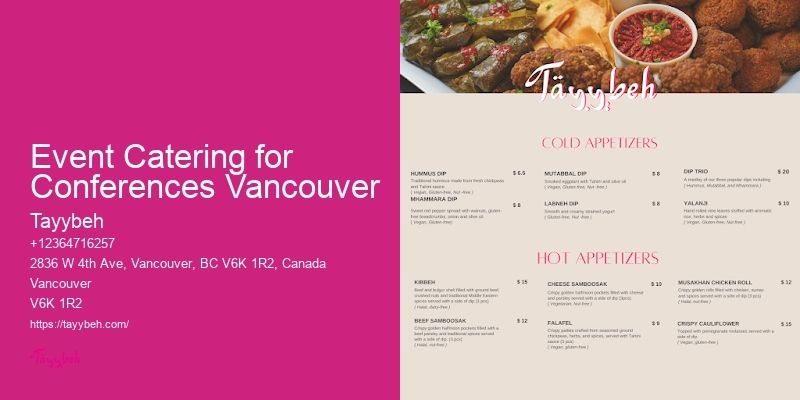 Wedding Catering Menu Event Catering for Conferences Vancouver