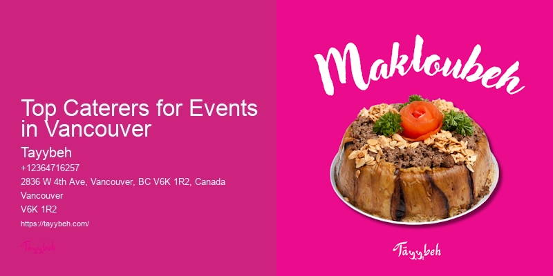 Top Caterers for Events in Vancouver Catering Menu