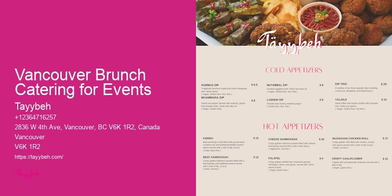 Vancouver Brunch Catering for Events Catering for Weddings