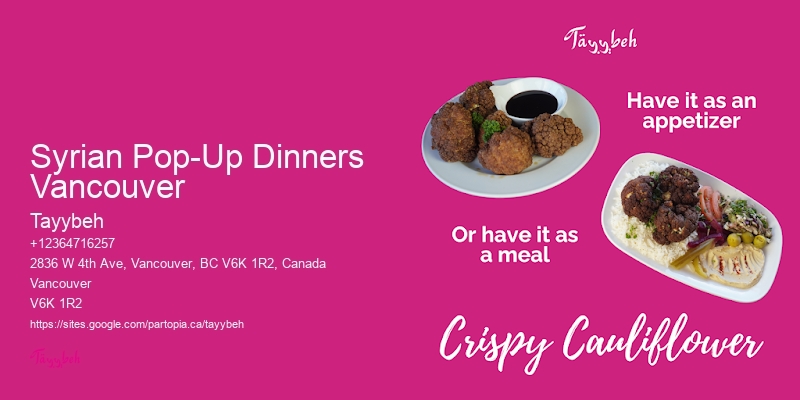 Syrian Pop-Up Dinners Vancouver Event Catering Near Me