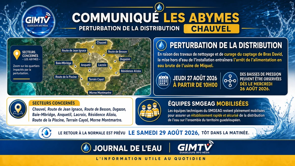 COMMUNIQUÉ – LES ABYMES PERTURBATION DE LA DISTRIBUTION – CHAUVEL