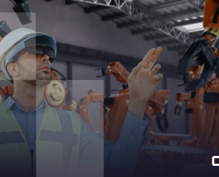 Hands-free industrial operations frontline worker in industrial environment