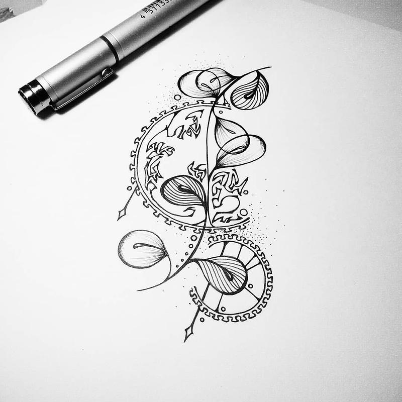 Illustration abstraite à l'encre représentant des feuilles