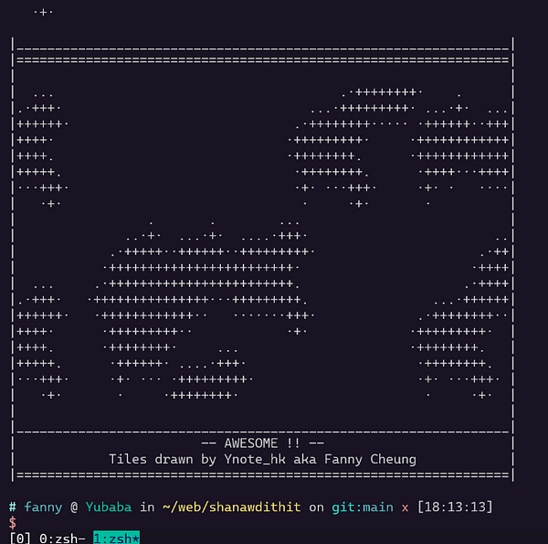 Impression d'écran d'un terminal où est représentée une carte en ASCII.