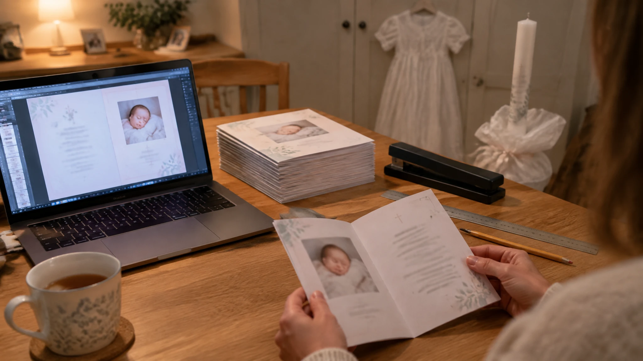Christening order of service template: how to make your baptism program in Canva, page by page, and get it printed in time